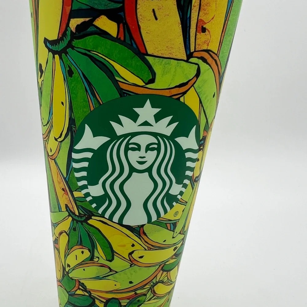 Farm Rio Starbucks Banana Tropical Cold Cup Tumbler 24oz Green Yellow 011167080